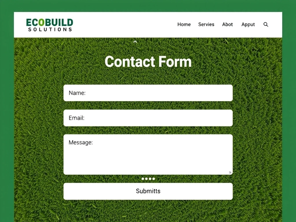Screenshot firemního webu EcoBuild Solutions - kontaktní formulář