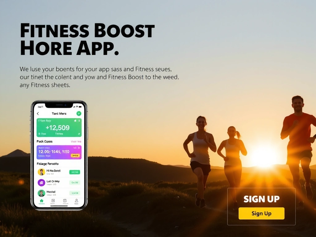 Screenshot landing page FitnessBoost - hero sekce