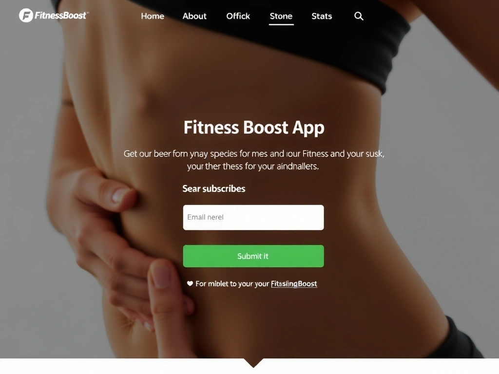 Screenshot landing page FitnessBoost - formulář pro registraci