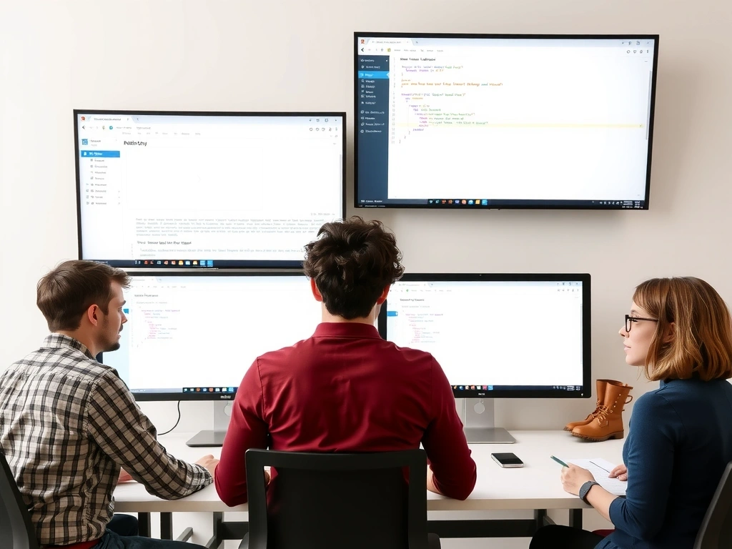 Tým webdesignérů a vývojářů pracuje na moderním webu