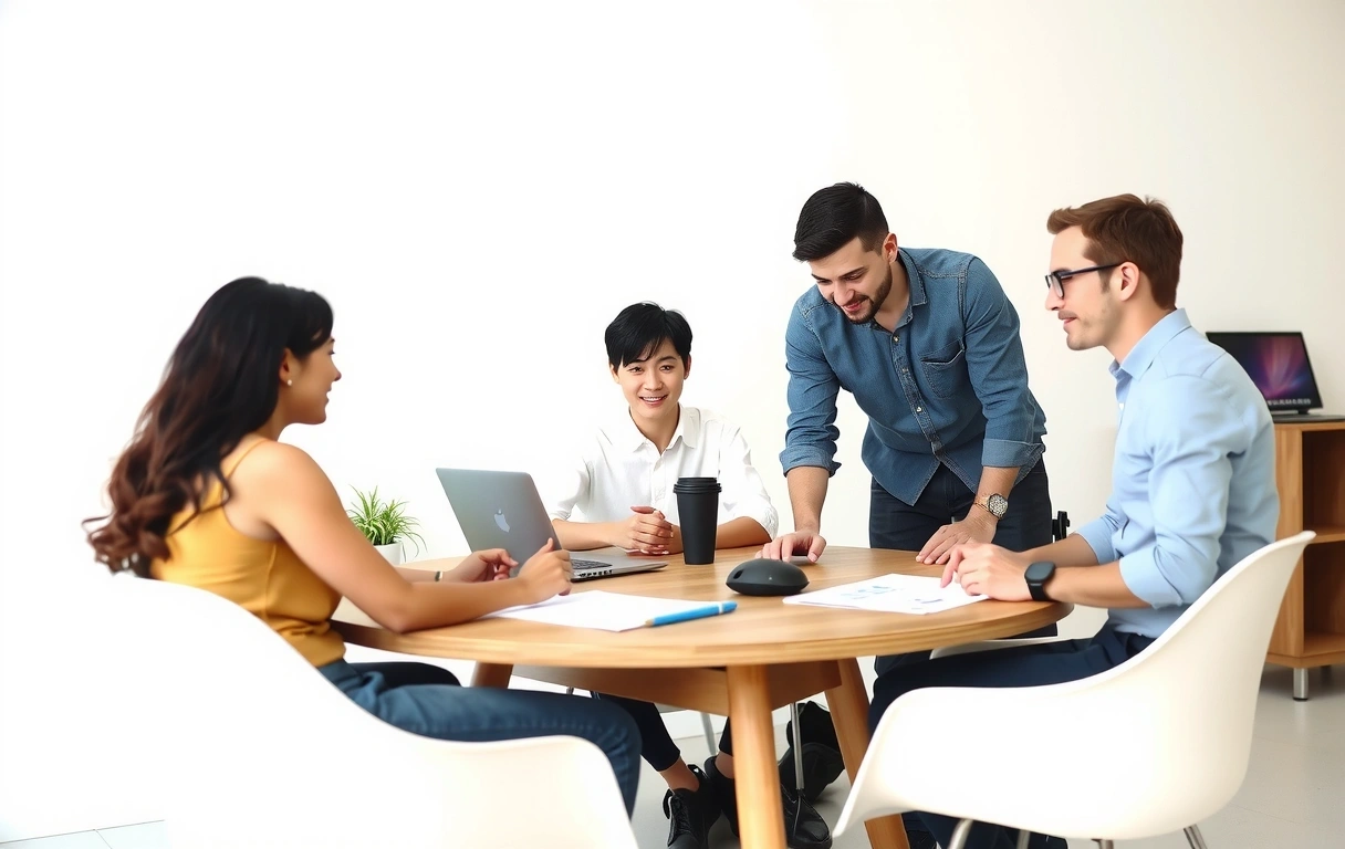 Tým webbloom diskutující projekt